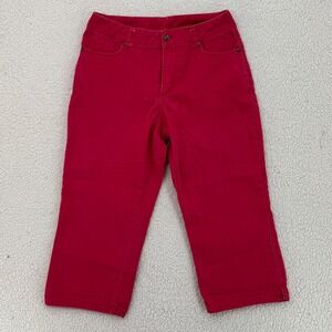 Women with Control Red Capri Pants Women Size 10 Cropped Trousers Denim